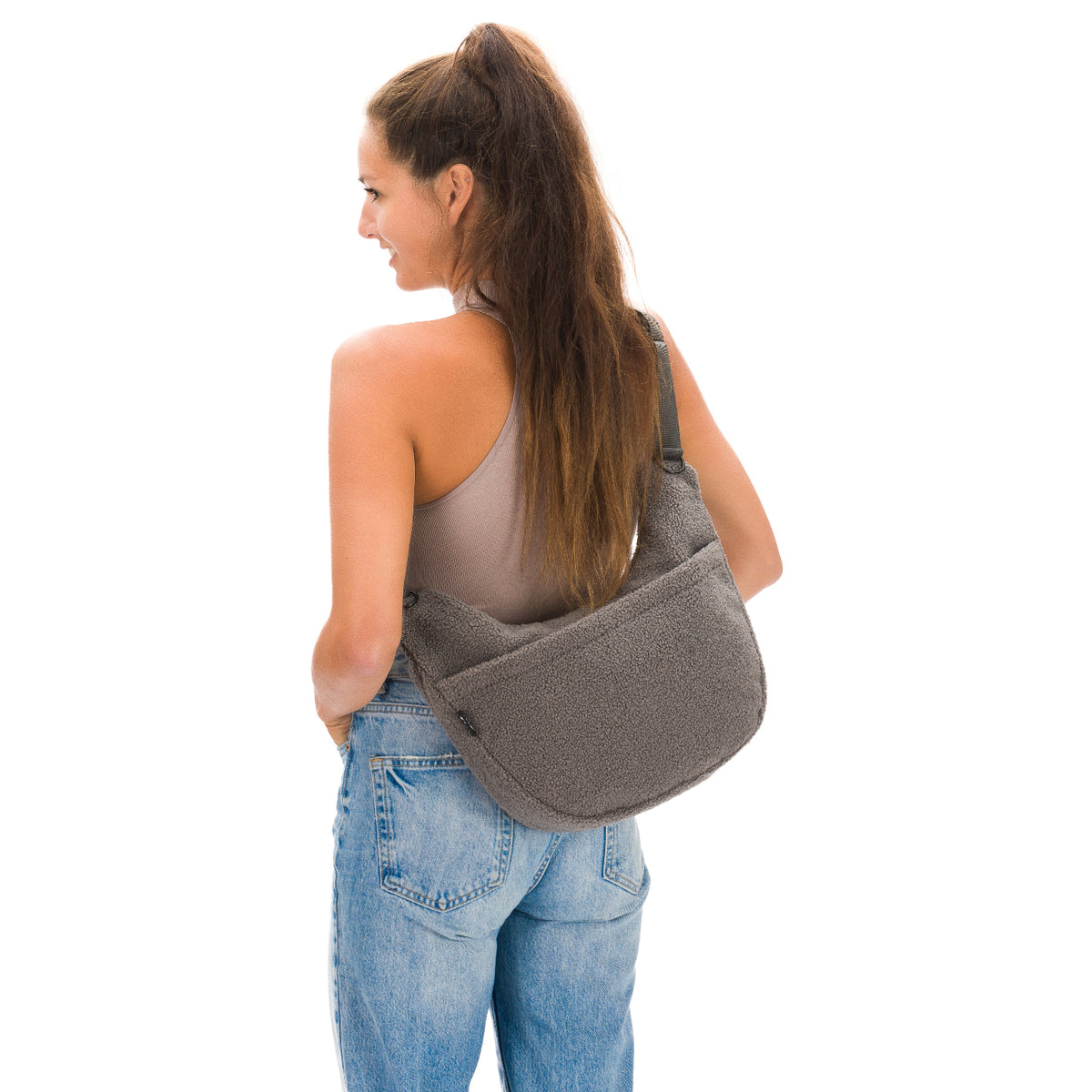 fillikid Teddyplüsch Daybag Wickeltasche grau
