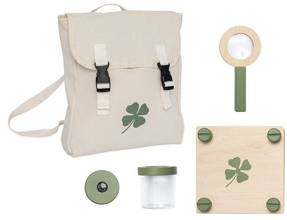 Jabadabado Kinder Natur Entdecker Rucksack Ecru Kleeblatt Naturforscher-Set