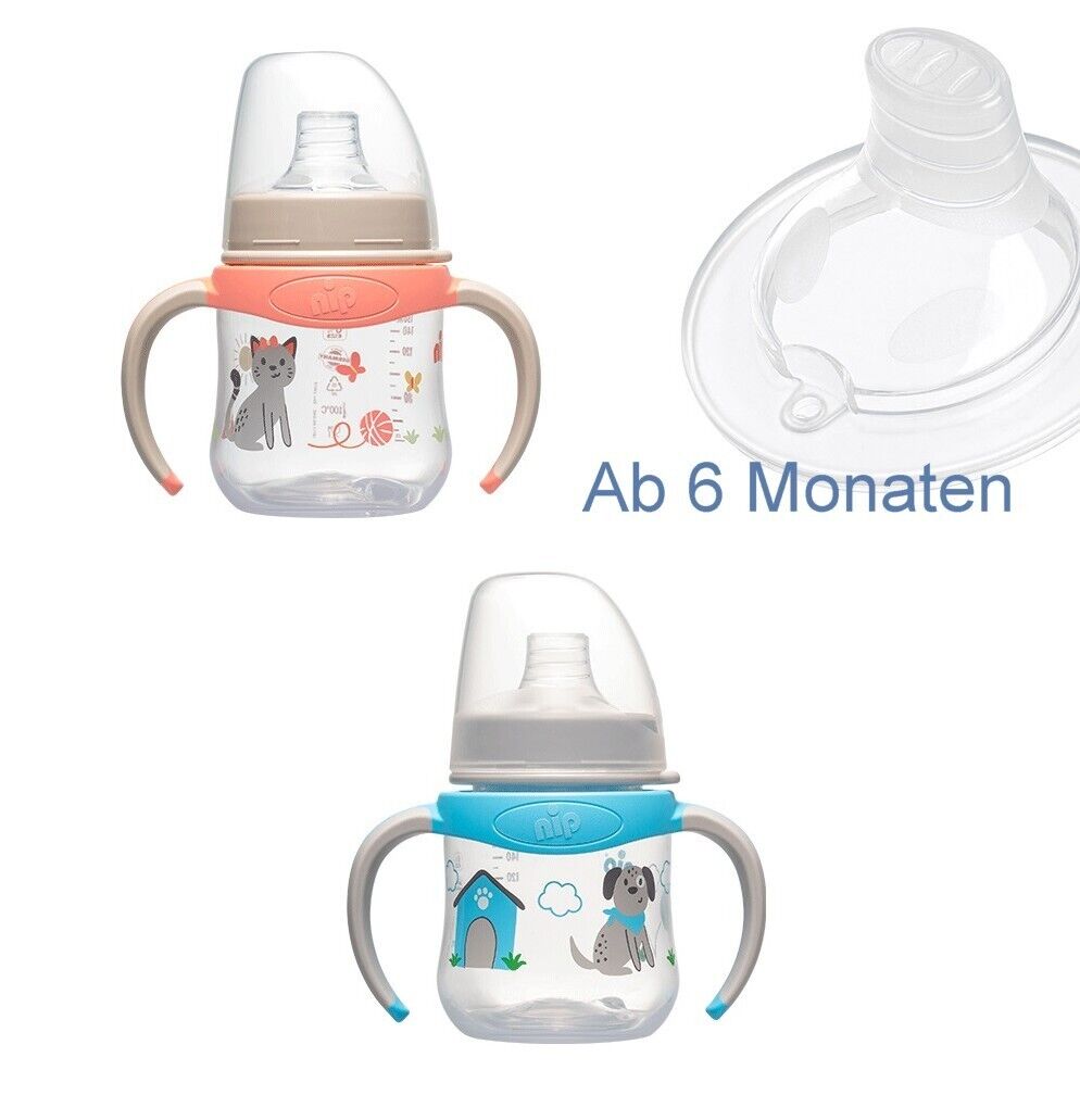 Nip Kinder Trinkflasche Cup 150ml PP mit Griffen & 6m+ Silikon Tülle