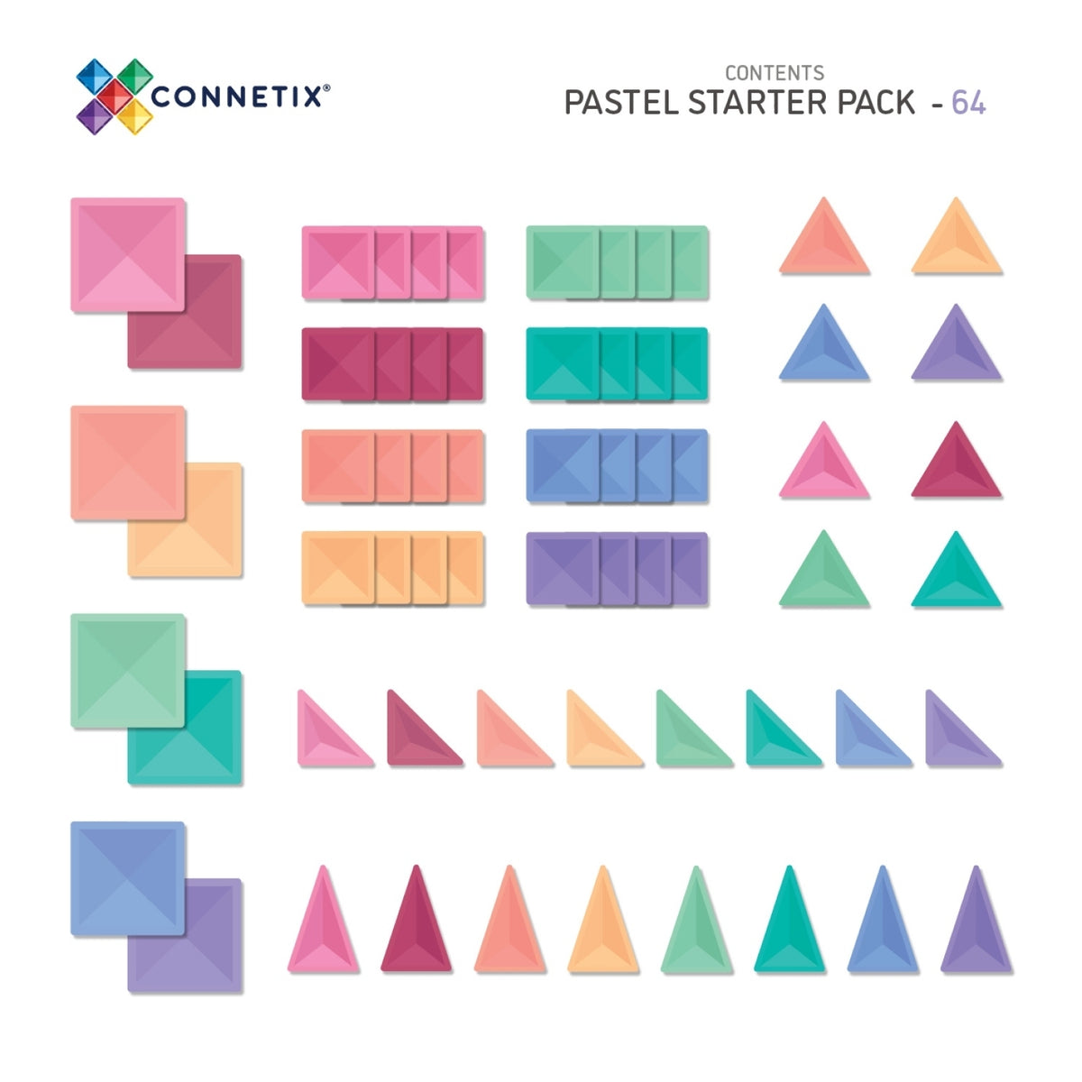CONNETIX Magnetbausteine Pastel Starter - 64 Teile