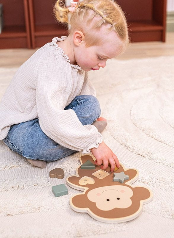 Jabadabado Baby Holzpuzzle Äffchen braun 12m+