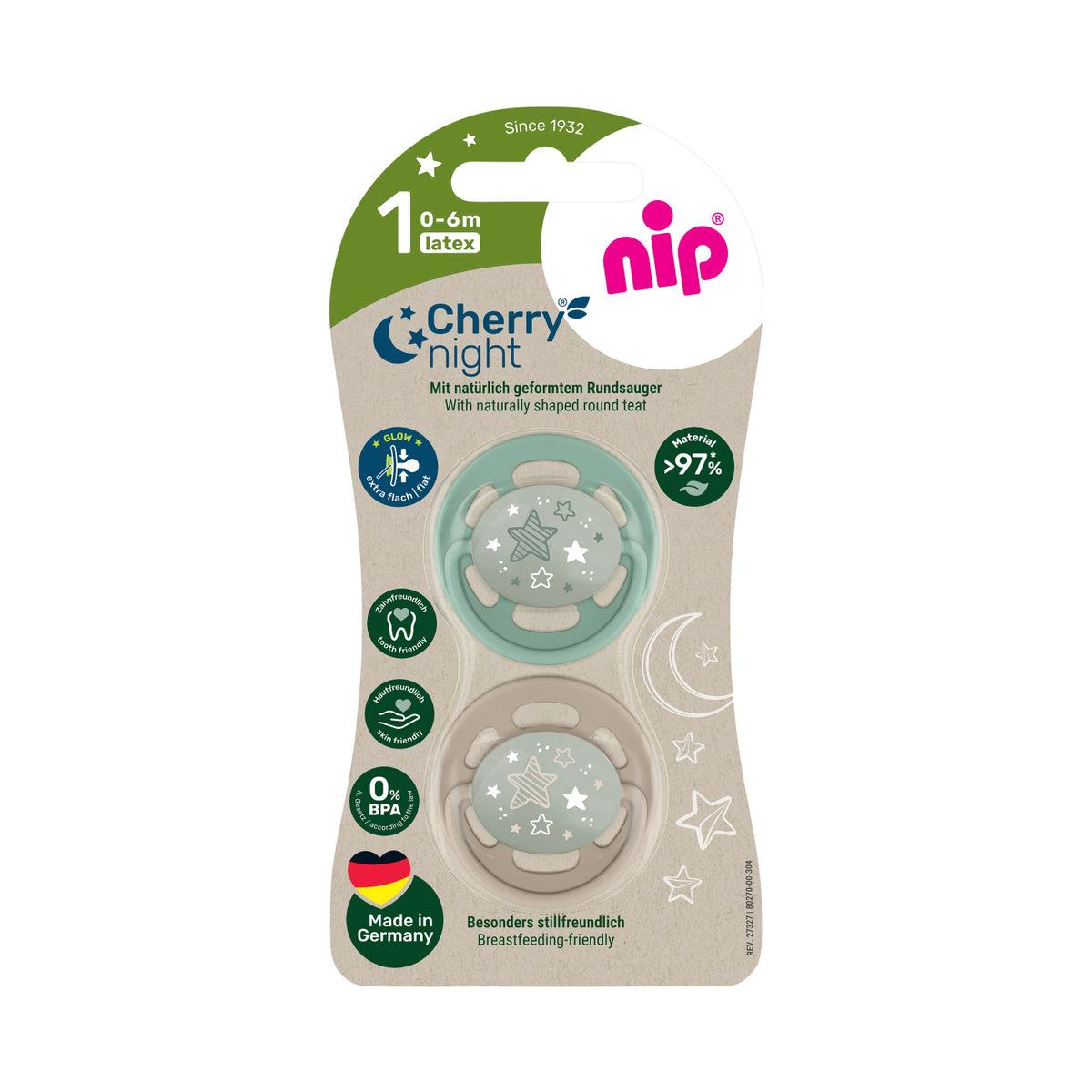 nip Cherry Night Kirschform Schnuller Latex