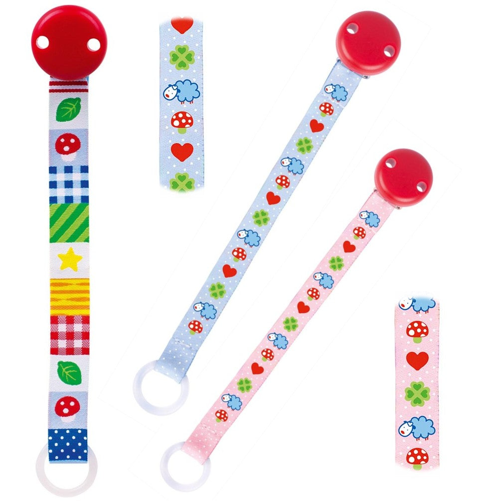 Heimess Baby Textil Schnullerband mit Clip & Silikonring