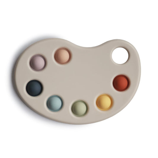 Mushie Kinder Motorik Spielzeug Drückspiel Farbpalette 10m+