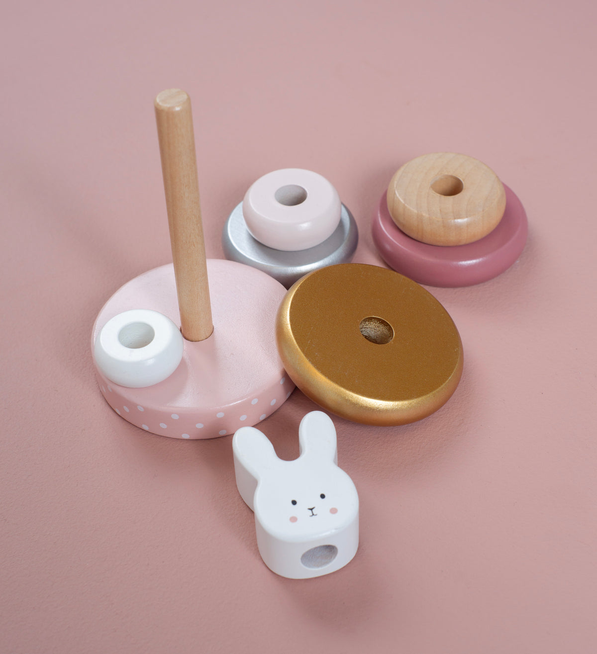Jabadabado Stapelringe Turm Hase Gold Rosa