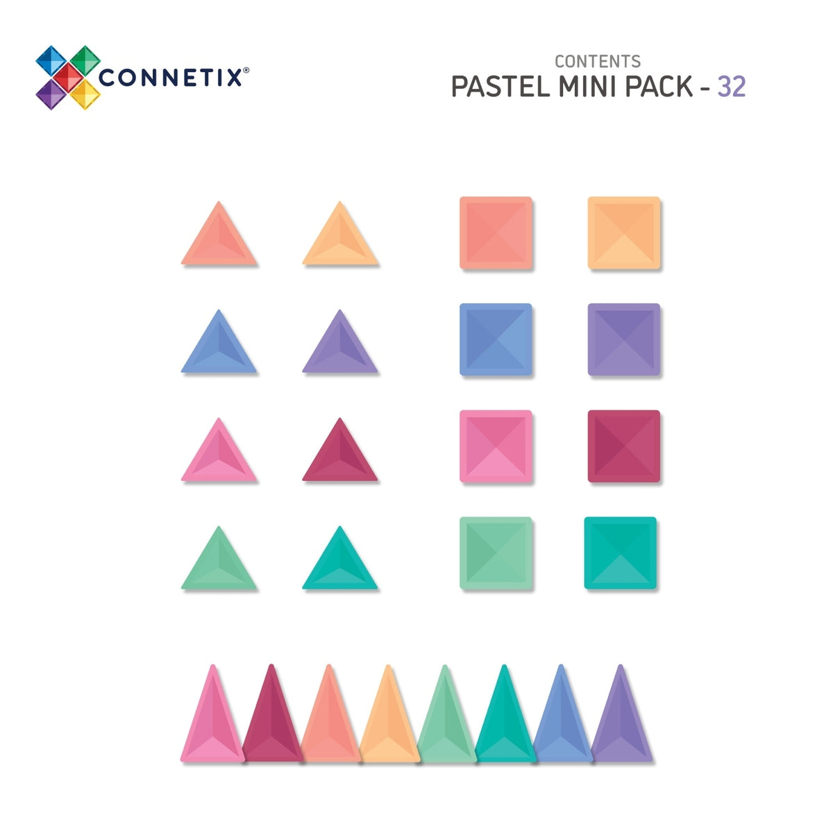 CONNETIX Magnetbausteine Pastel Mini Pack - 32 Teile