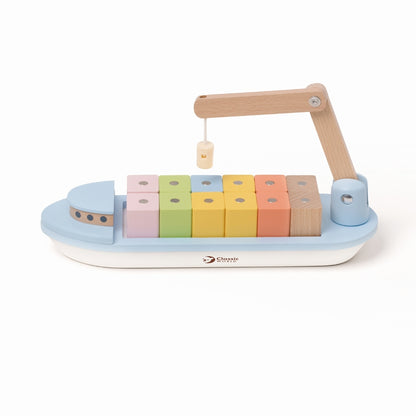 Classic World Magnetspiel Frachtschiff aus Holz 2J+