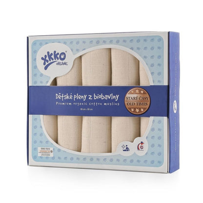 XKKO BIO - Baumwolle Windeln Organic 80x80 Old Times im 5er Pack