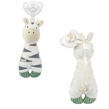 NUK Baby Geschenkset Kuschelschnullerhalter Zebra mit Schnuller