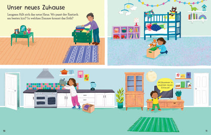 Usborne Kinder Stickerbuch: Wir ziehen um