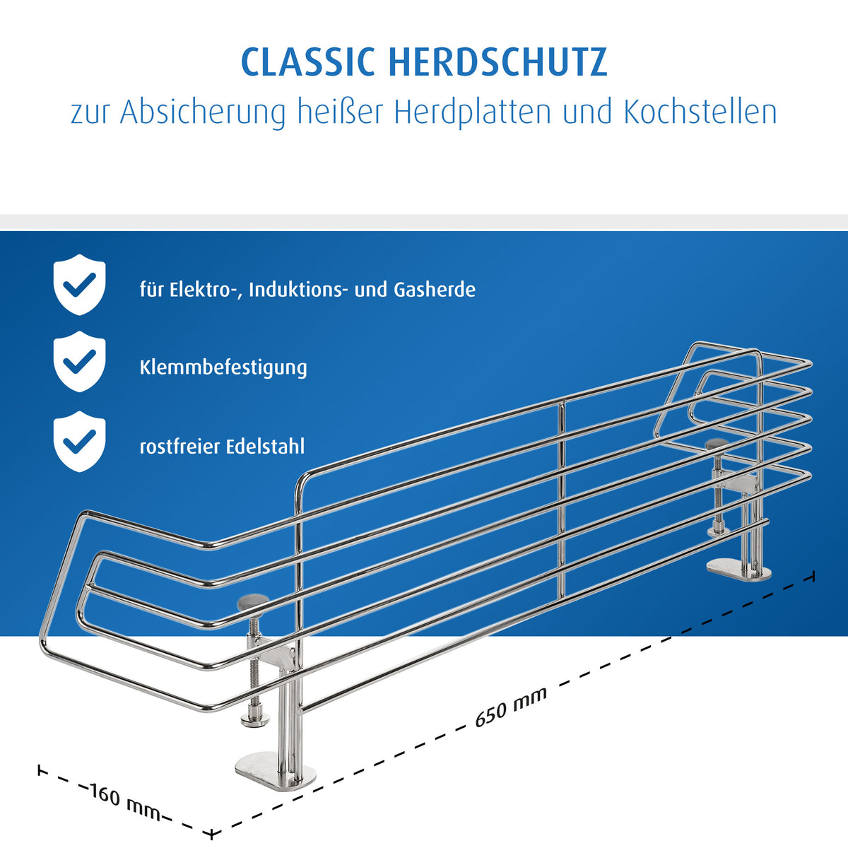 reer Edelstahl Herdschutzgitter f. 60cm Standard Herde