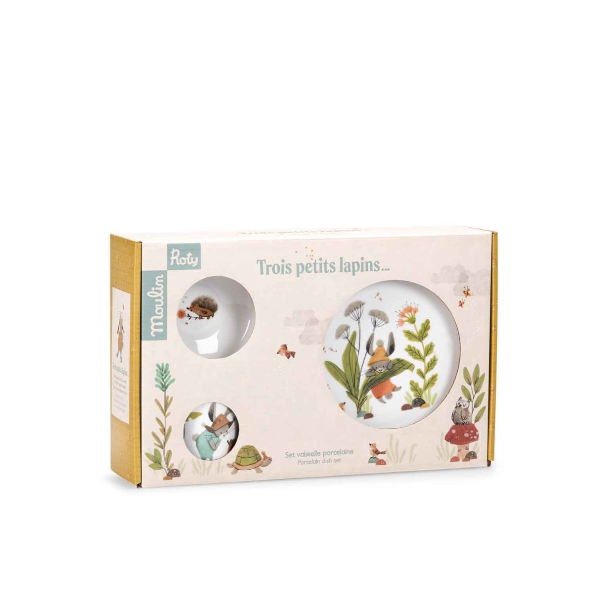 Moulin Roty Trois Lapins Porzellangeschirr-Set in Verpackung
