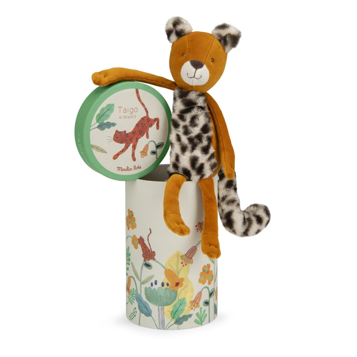 Moulin Roty Mawa Plüschtier Leopard Taïgo in Geschenkdose