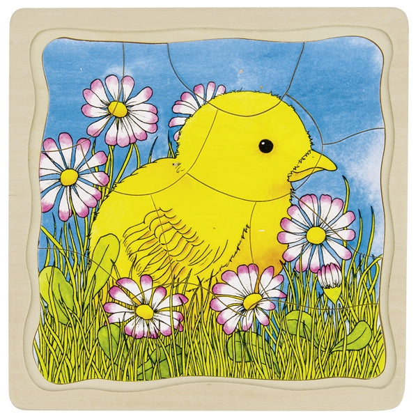 Goki 4 in1 Schichtenpuzzle Das Huhn, 3J+