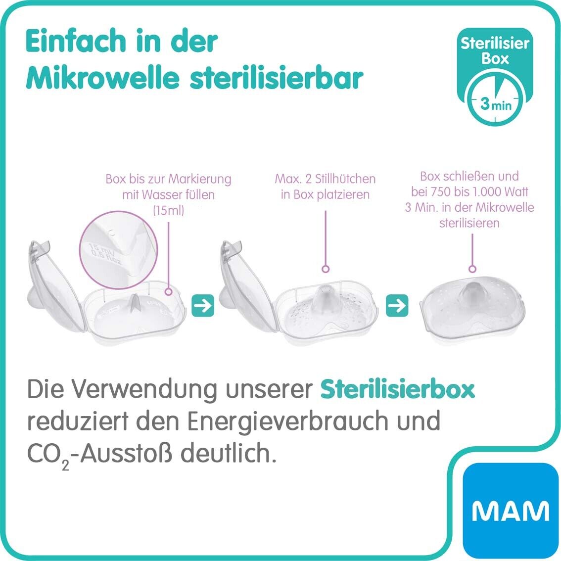 MAM Stillhütchen SkinSoftTM Silikon in sterilisierbarer Aufbewahrungsbox