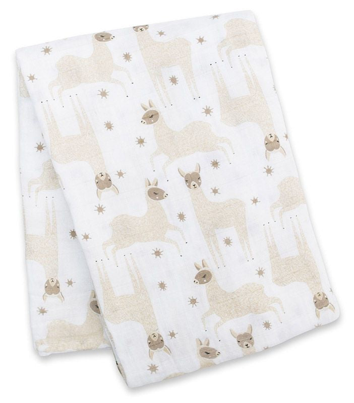 Lulujo Swaddle Mulltuch Pucktuch 120cm Lama Beige