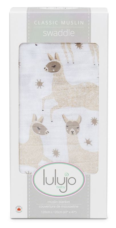 Lulujo Swaddle Mulltuch Pucktuch 120cm Lama Beige