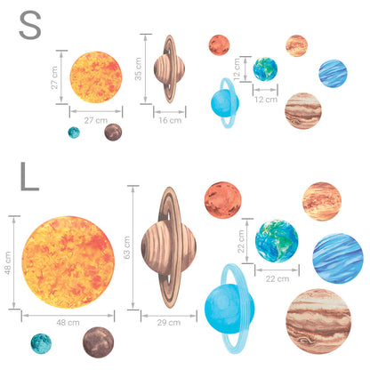 Pastelowe Love Wandaufkleber Sticker Set Unser Sonnensystem