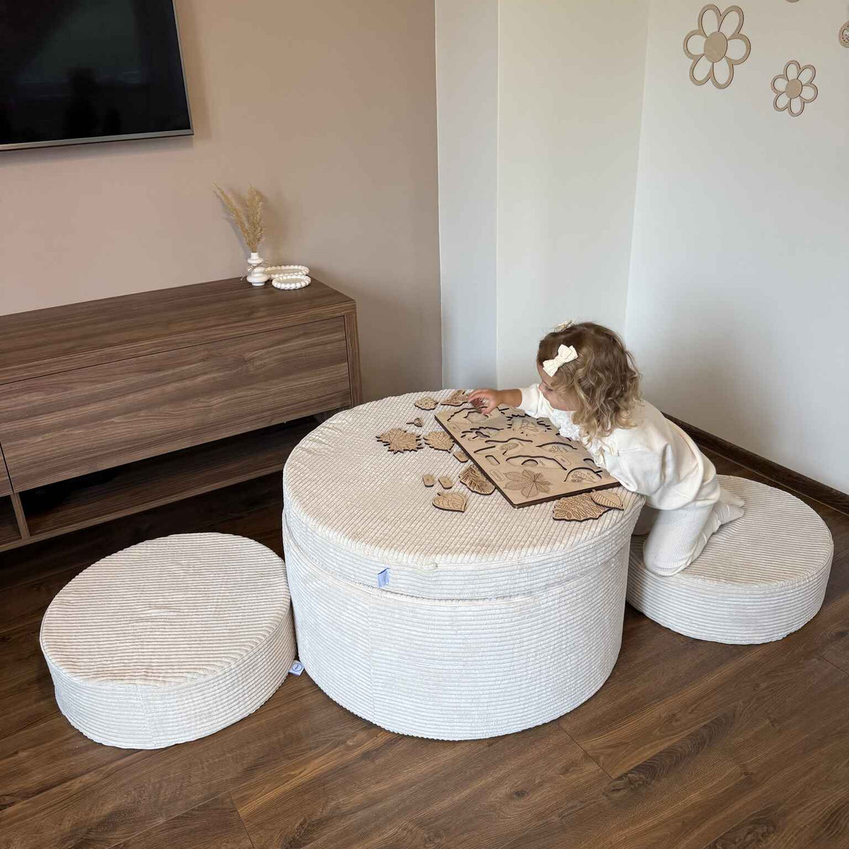 mimii Sitzhockerset Cord creme
