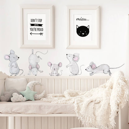 Pastelowe Love Wandaufkleber Sticker Set Mäusefamilie