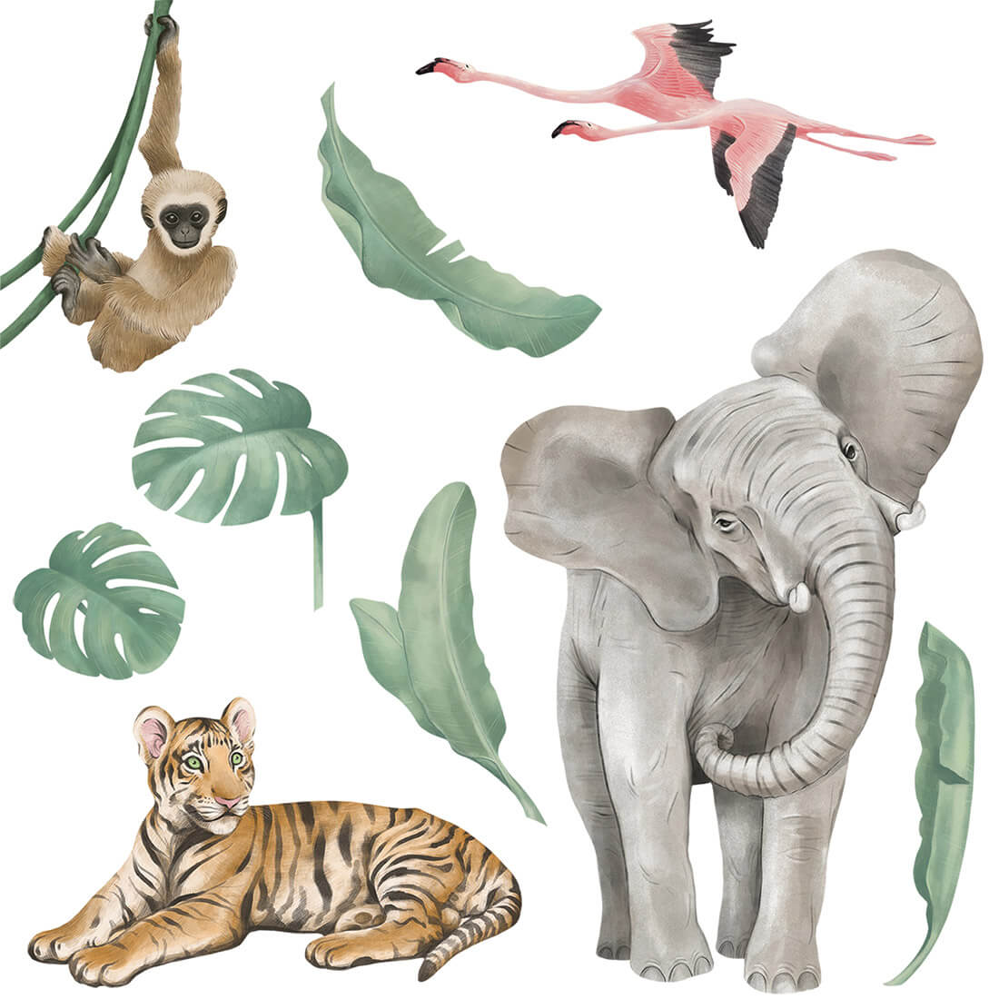 Pastelowe Love Wandaufkleber Sticker Safari Tiere