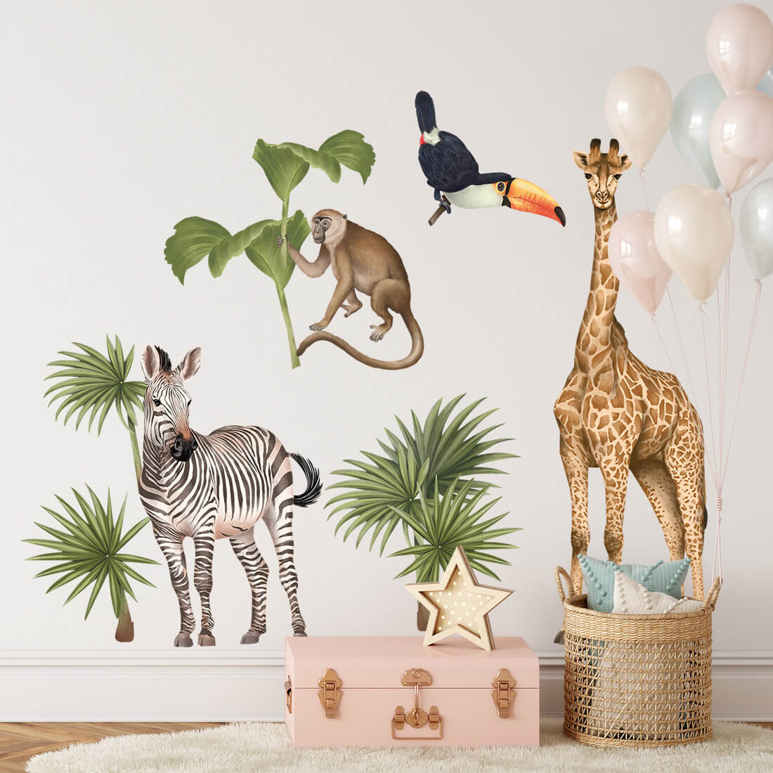 Pastelowe Love Wandaufkleber Sticker Safari Tiere