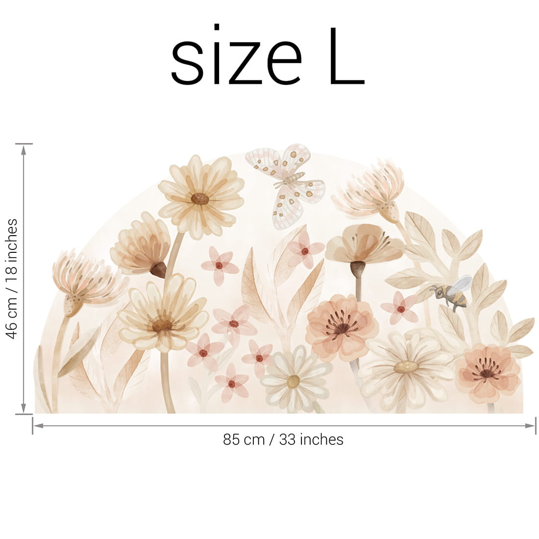 Pastelowe Love Wandaufkleber Halbkreis Sticker Meadow Blumenwiese
