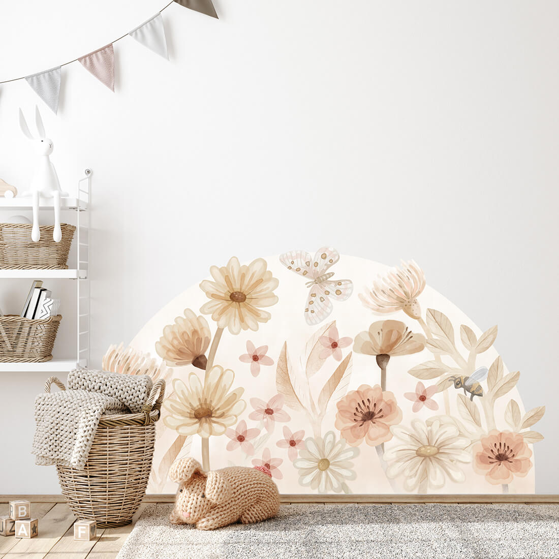 Pastelowe Love Wandaufkleber Halbkreis Sticker Meadow Blumenwiese